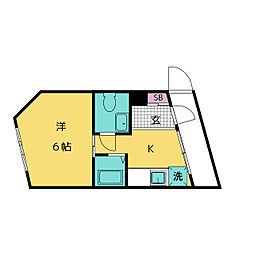 JR山手線 駒込駅 徒歩10分の賃貸マンション 3階1DKの間取り