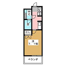 レジディア文京本駒込 7階1Kの間取り