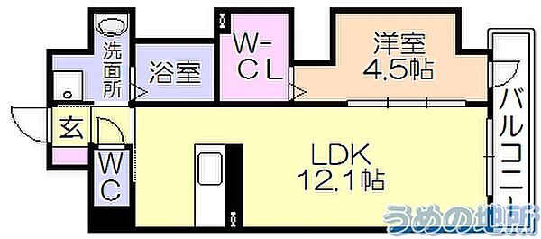 Tiara本町 801｜福岡県久留米市本町(賃貸マンション1LDK・8階・40.42㎡)の写真 その2