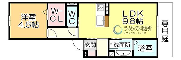 D-ROOM　FIRST　大善寺駅前 106｜福岡県久留米市大善寺大橋１丁目(賃貸アパート1LDK・1階・37.70㎡)の写真 その2