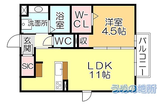 オリーヴァ東櫛原B棟 211｜福岡県久留米市東櫛原町(賃貸アパート1LDK・2階・40.29㎡)の写真 その2