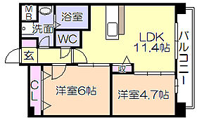 ウィリングネクスト 601 ｜ 福岡県久留米市梅満町（賃貸マンション2LDK・6階・50.09㎡） その2