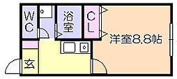 サンロードス1 1Kの間取図画像