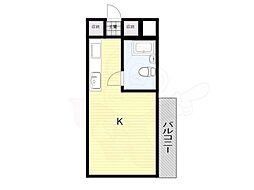 キューブ東塚口 2階ワンルームの間取り