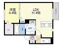 La Porte 2階1LDKの間取り