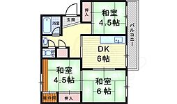 御園団地 6号棟 5階3DKの間取り
