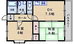 プリベール寿 2DKの間取図画像