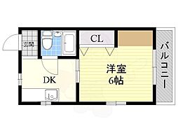 ハイツ園田 1DKの間取図画像