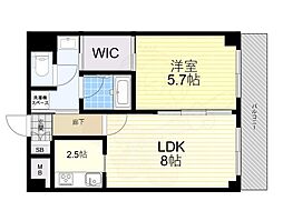 アウローラ武庫之荘 1LDKの間取図画像