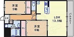 EXE東園田 2LDKの間取図画像