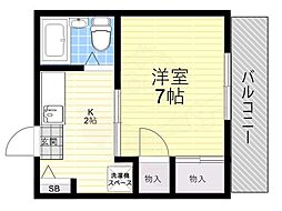 シオン塚口 1Kの間取図画像