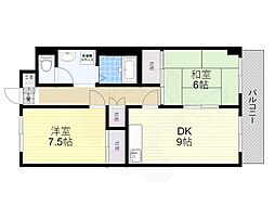 ハイム高木131 2DKの間取図画像