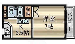 カサクレモナ東棟 1Kの間取図画像