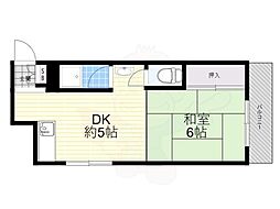 東園田マンション 1DKの間取図画像