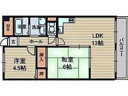 ハイヴァリー塚口本町 2LDKの間取図画像