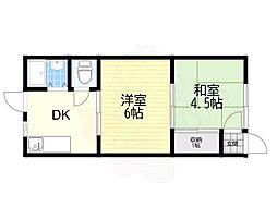 グレスト元町 2DKの間取図画像