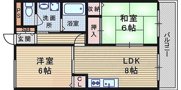 光琳 102｜兵庫県尼崎市富松町３丁目(賃貸マンション2DK・1階・48.00㎡)の写真 その2