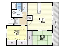 カーサエクセレント 4階2LDKの間取り