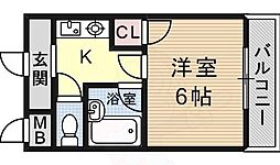サンリバリティハイム 1Kの間取図画像
