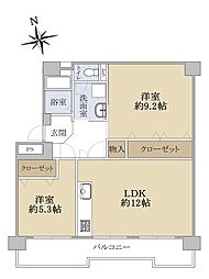 東大路高野第3住宅第25号棟 2階2LDKの間取り