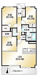 カレンドスクエア東生駒ヒルトップ 3LDKの間取図画像