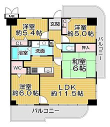 サニークレスト橿原神宮前 4LDKの間取図画像
