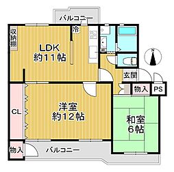 オレンジマンション 2LDKの間取り