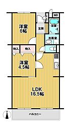 シャトー淀城公園 2LDKの間取図画像