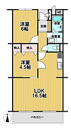 シャトー淀城公園 2LDKの間取図画像