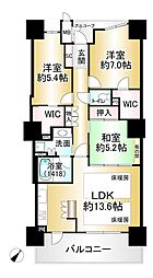 リーデンスタワー草津 3LDKの間取り