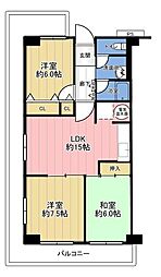 パレス貝塚 3LDKの間取図画像