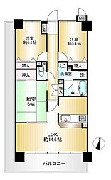 ジョイネス柏原 3LDKの間取図画像