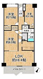 クロスティ・八尾南壱番館 3LDKの間取図画像