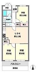 千里レックスマンションA棟 3LDKの間取図画像