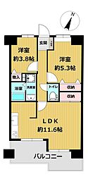 パラツィーナダンディムタウン千舟 2LDKの間取図画像