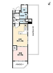 オーブラン芦屋伊勢町 1LDKの間取図画像