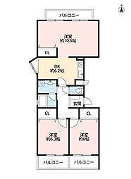 芦屋打出パークマンション 3LDKの間取図画像