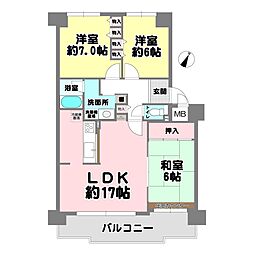 フラワータウンアミル213棟ライラック館 3LDKの間取図画像