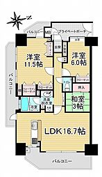 ヴィラージュ堀越弐番館 3LDKの間取り
