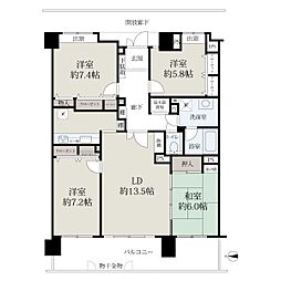 チュリス上安駅前 4LDKの間取り