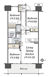 プレミスト湘南辻堂フォレストフェイス 3LDKの間取図画像