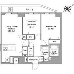 東京メトロ半蔵門線 押上駅 徒歩11分の賃貸マンション 7階2LDKの間取り