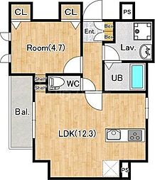 都営新宿線 森下駅 徒歩5分の賃貸マンション 7階1LDKの間取り