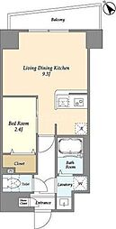 東武伊勢崎線 曳舟駅 徒歩7分の賃貸マンション 3階1LDKの間取り
