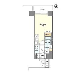 東京メトロ半蔵門線 錦糸町駅 徒歩9分の賃貸マンション 8階ワンルームの間取り