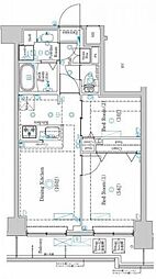 東武伊勢崎線 鐘ヶ淵駅 徒歩2分の賃貸マンション 7階2DKの間取り