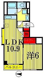 都営新宿線 菊川駅 徒歩3分の賃貸マンション 2階1LDKの間取り