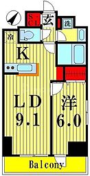 東武伊勢崎線 曳舟駅 徒歩6分の賃貸マンション 2階1LDKの間取り