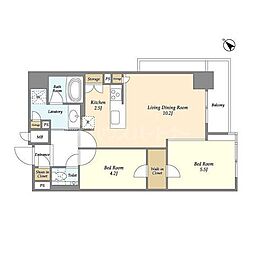 都営大江戸線 蔵前駅 徒歩2分の賃貸マンション 12階1SLDKの間取り