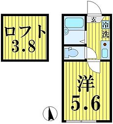 京成押上線 京成曳舟駅 徒歩11分の賃貸アパート 2階1Kの間取り